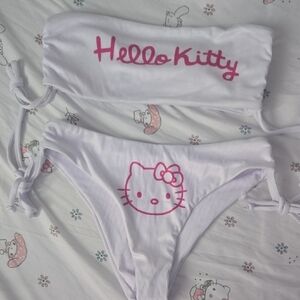 Hello Kitty White & Pink Ribbed Bikini